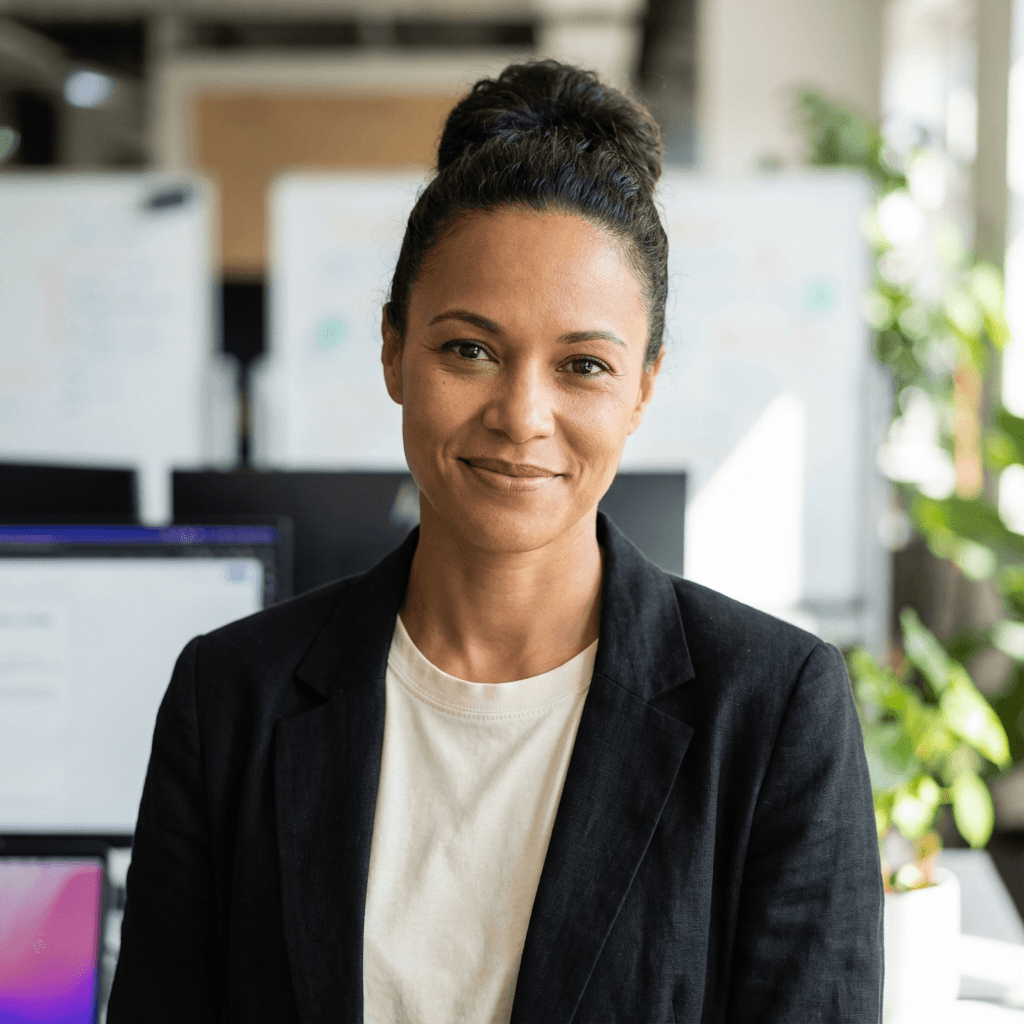 Mayte Manley, founder and lead, in professional attire