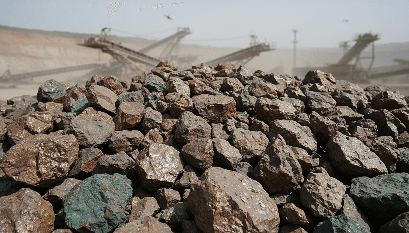 Copper ore chunks with an orange metallic sheen