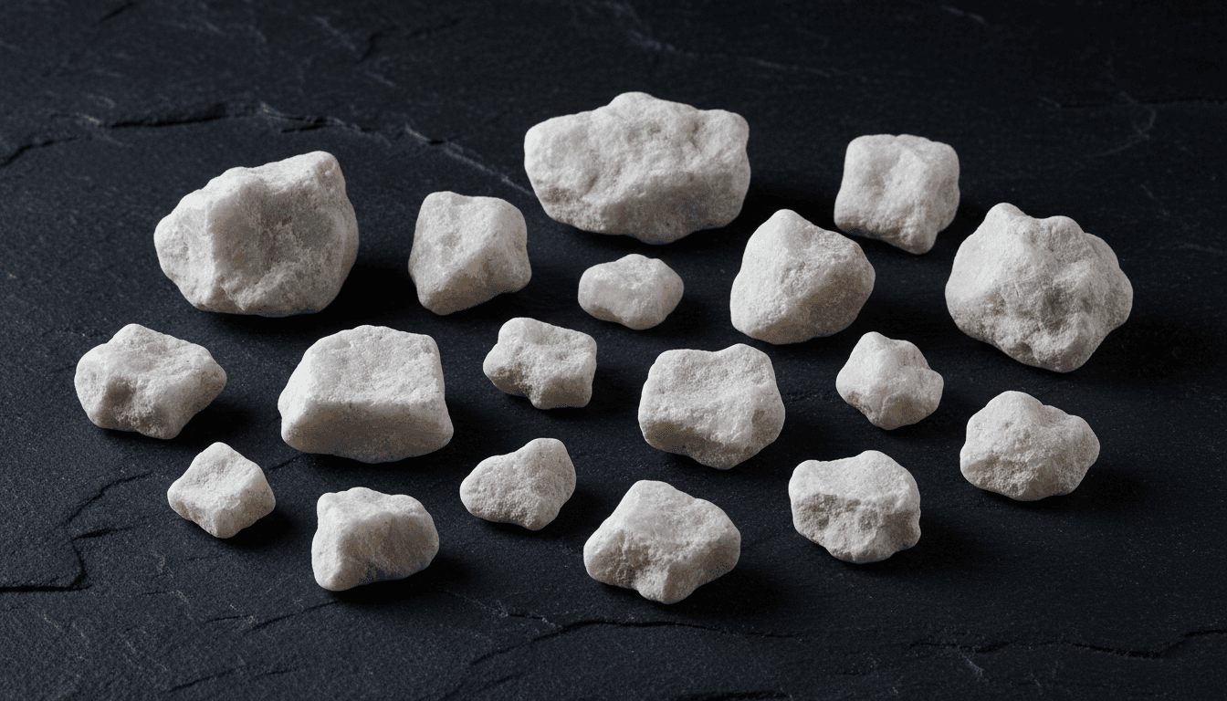 Raw lithium ore with silvery veins and crystalline structure